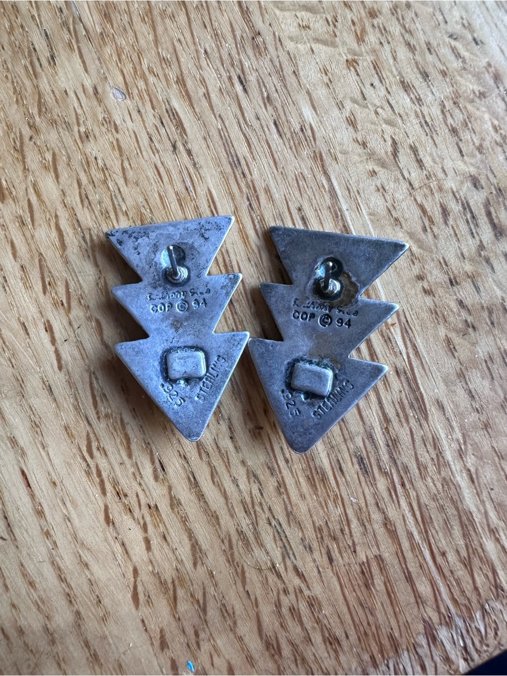 Vintage Anthony Kee Sterling Silver And Turquoise Earrings View 2